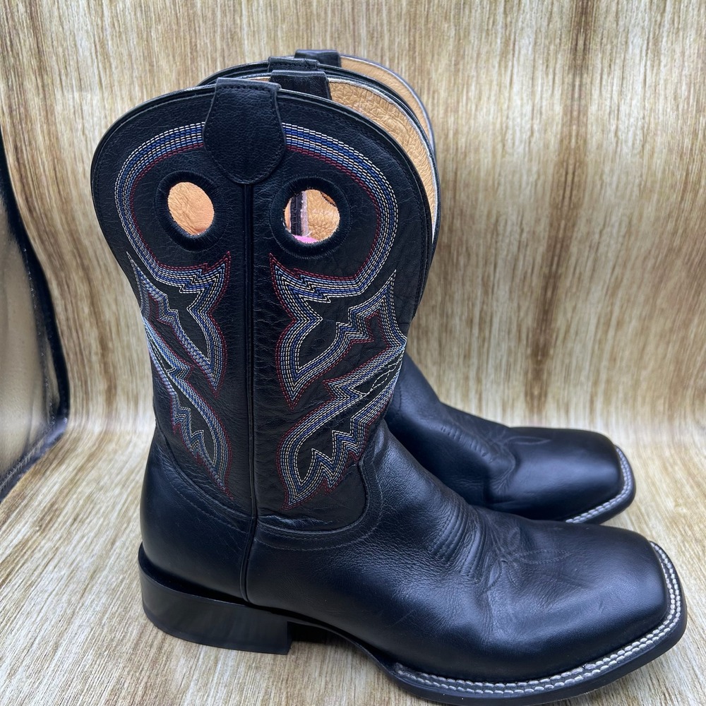 Tony Lama Lars 11 Inch Western Boots Men's 10 EE Black Leather Square Toe RN3517